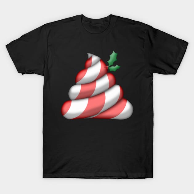 Christmas Candy Cane Poop Emoji T-Shirt by reapolo